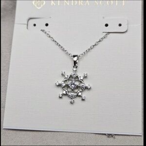 Snow Crystal rhodium Short Pendant Necklace in White CZ from Kendrascott